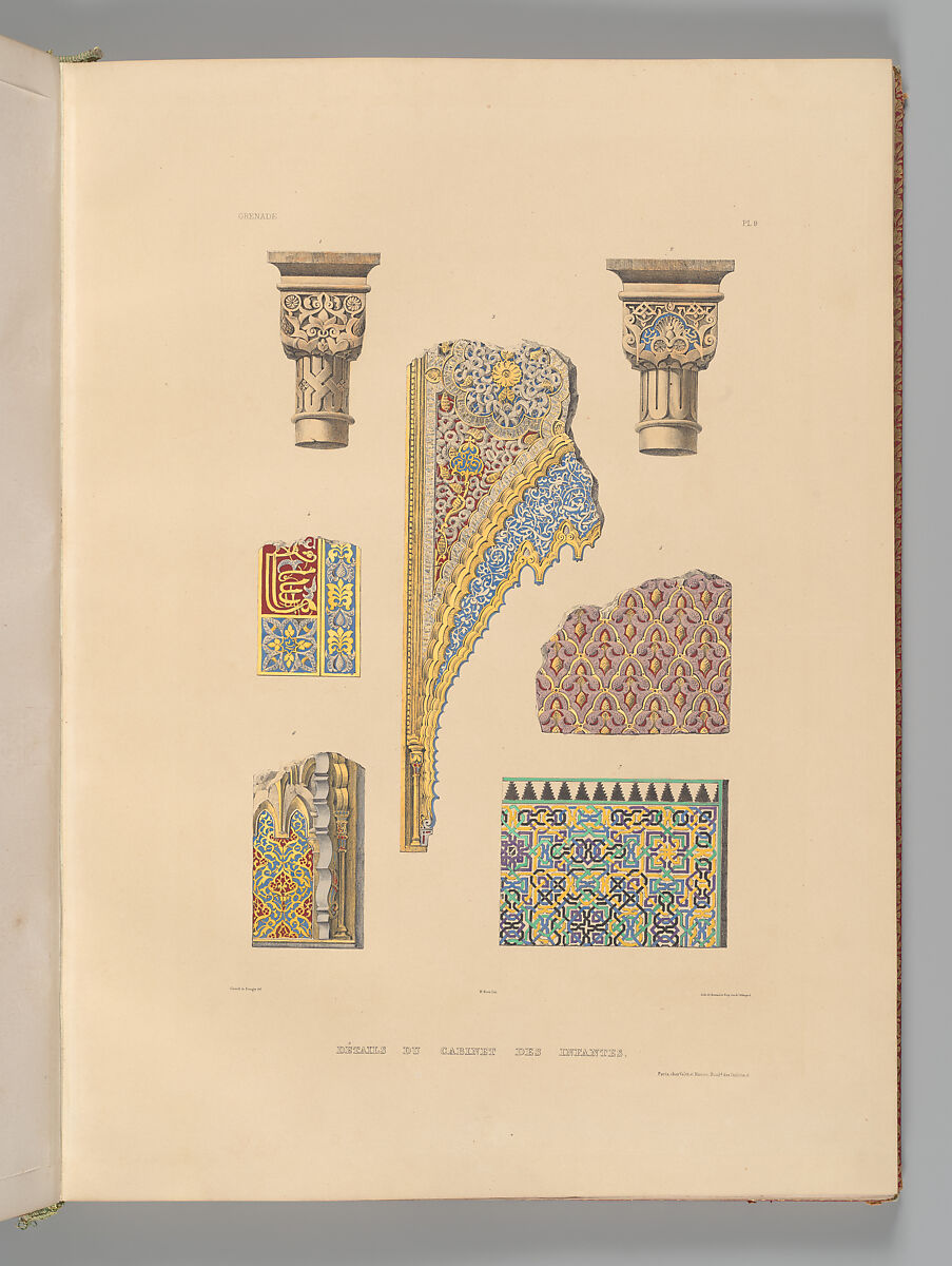 Mosquée de Cordoue and La Giralda et l'Alcazar de Séville, Joseph-Philibert Girault de Prangey (French, 1804–1892), Color lithographs