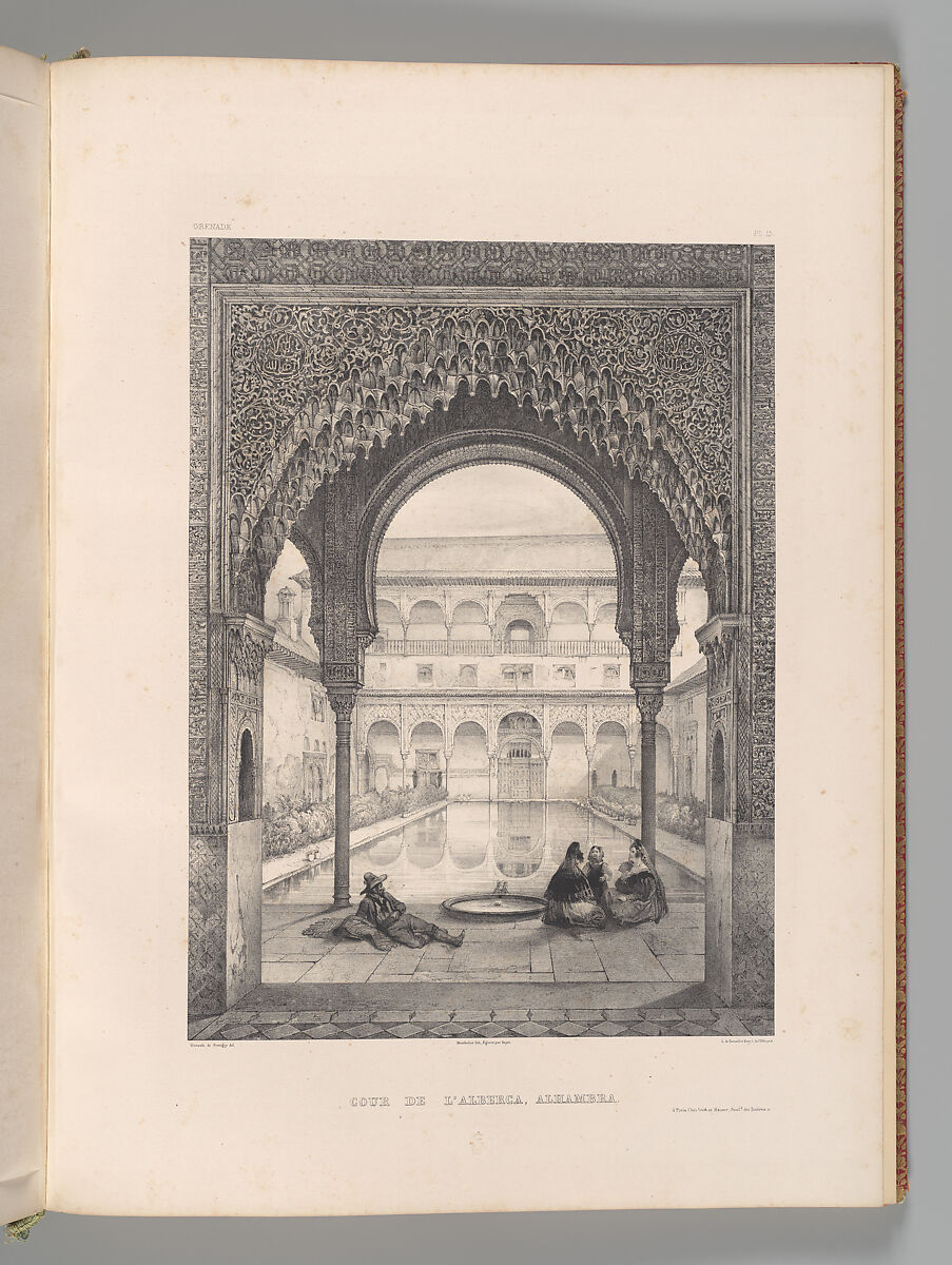 Mosquée de Cordoue and La Giralda et l'Alcazar de Séville, Joseph-Philibert Girault de Prangey (French, 1804–1892), Color lithographs
