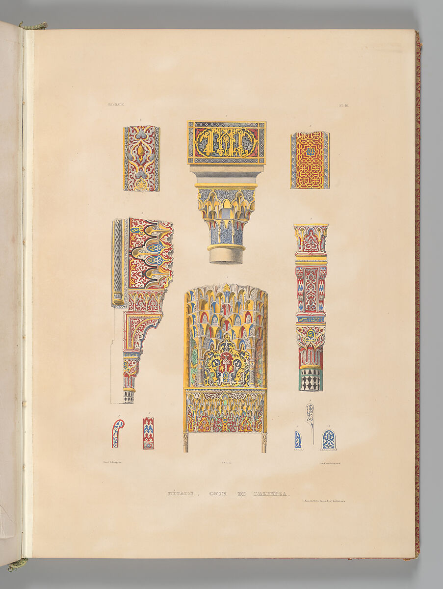 Mosquée de Cordoue and La Giralda et l'Alcazar de Séville, Joseph-Philibert Girault de Prangey (French, 1804–1892), Color lithographs