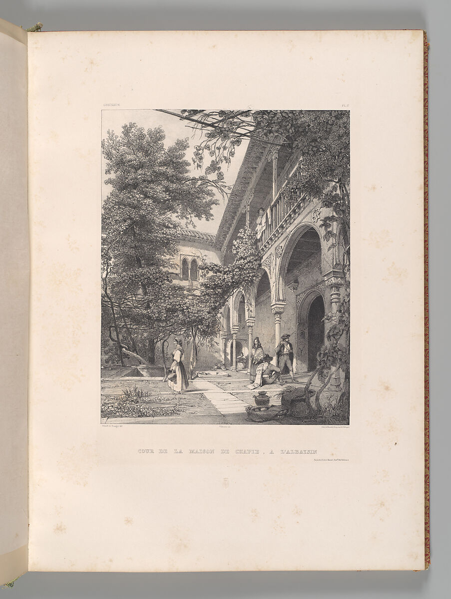 Mosquée de Cordoue and La Giralda et l'Alcazar de Séville, Joseph-Philibert Girault de Prangey (French, 1804–1892), Color lithographs