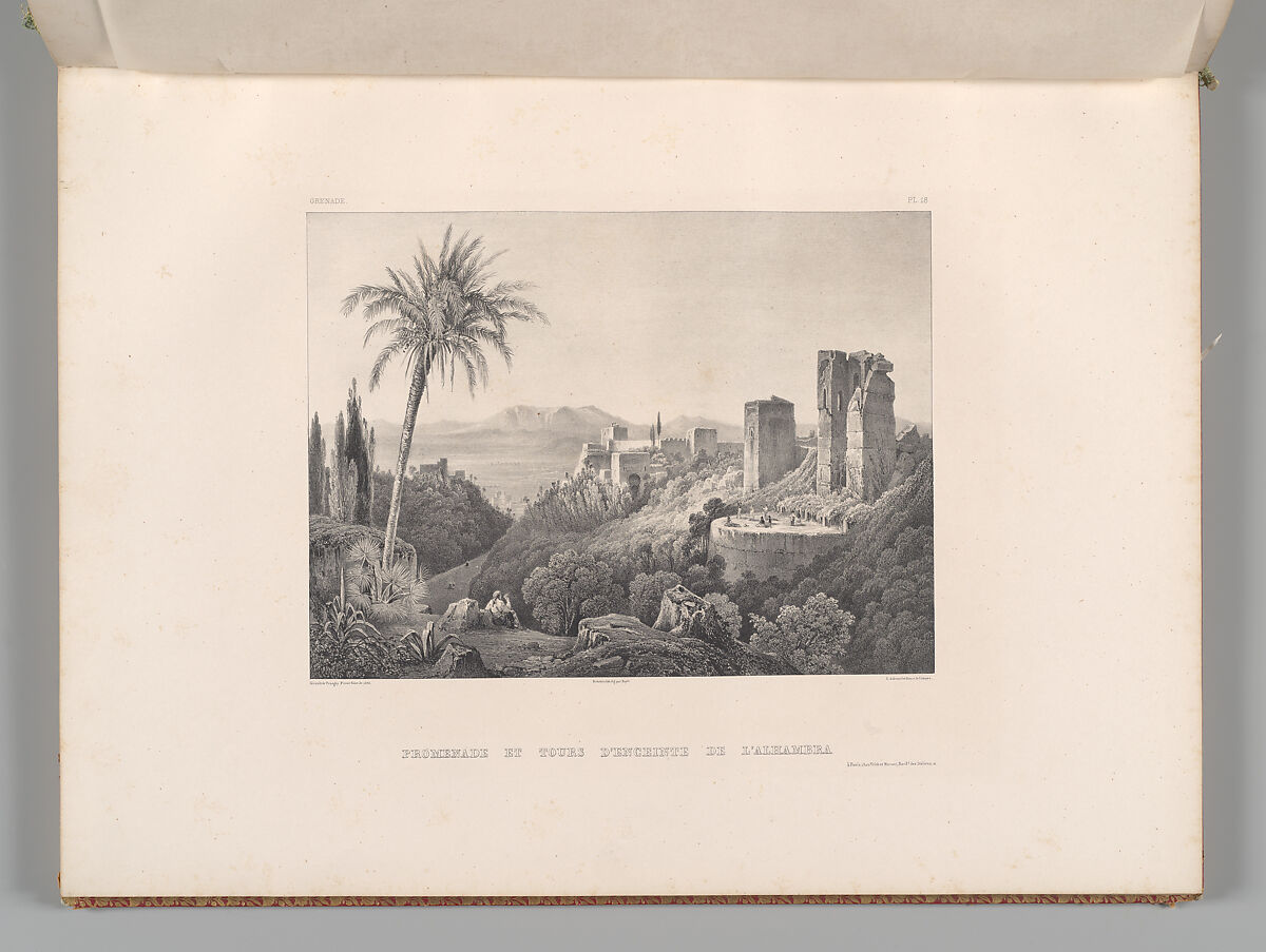 Mosquée de Cordoue and La Giralda et l'Alcazar de Séville, Joseph-Philibert Girault de Prangey (French, 1804–1892), Color lithographs