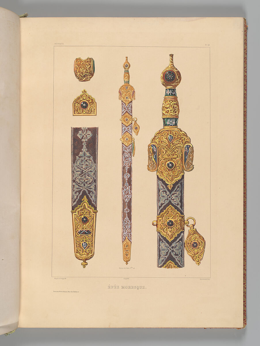 Mosquée de Cordoue and La Giralda et l'Alcazar de Séville, Joseph-Philibert Girault de Prangey (French, 1804–1892), Color lithographs