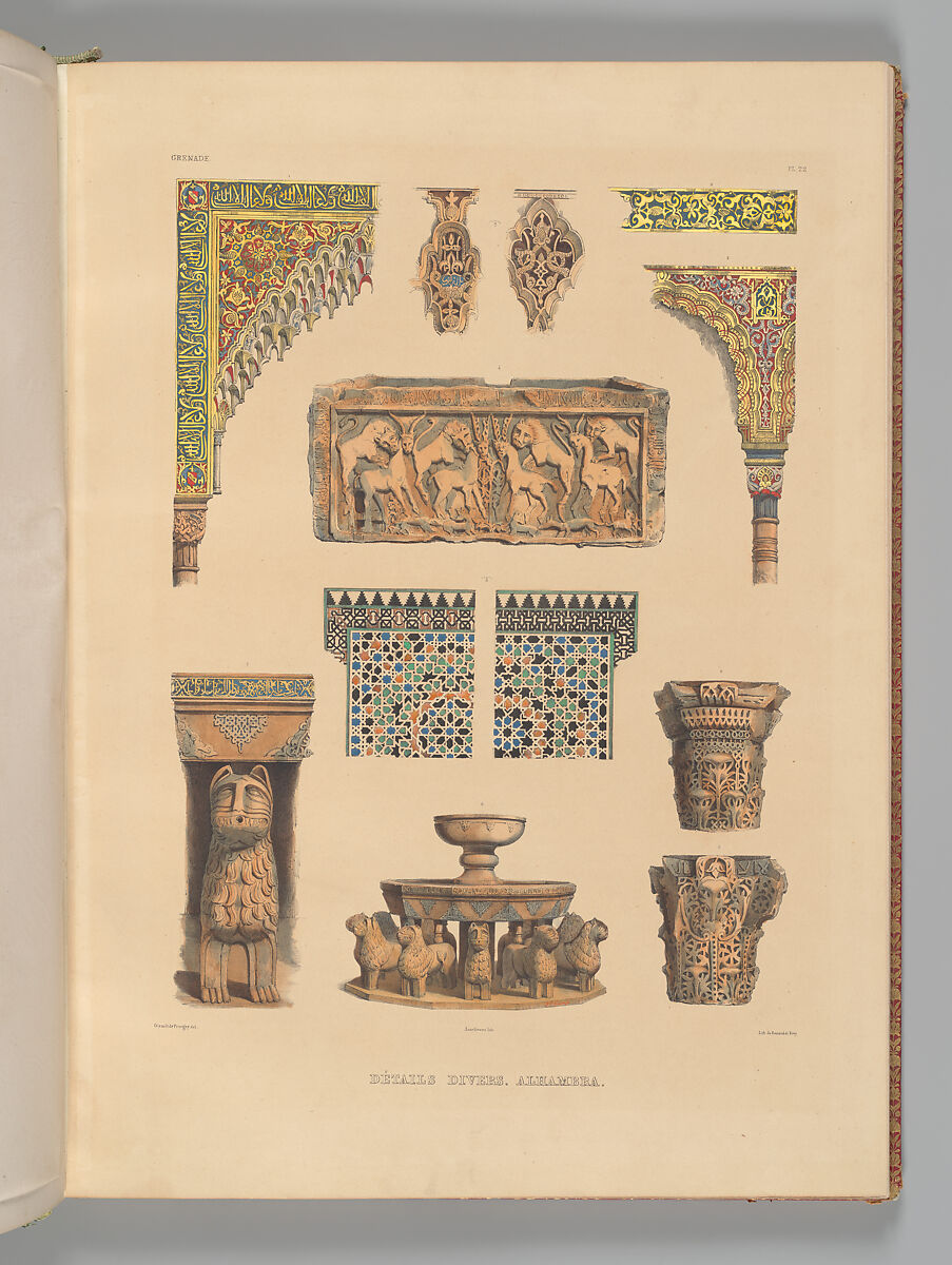 Mosquée de Cordoue and La Giralda et l'Alcazar de Séville, Joseph-Philibert Girault de Prangey (French, 1804–1892), Color lithographs