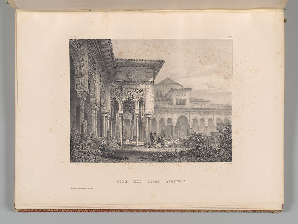 Mosquée de Cordoue and La Giralda et l'Alcazar de Séville, Joseph-Philibert Girault de Prangey (French, 1804–1892), Color lithographs