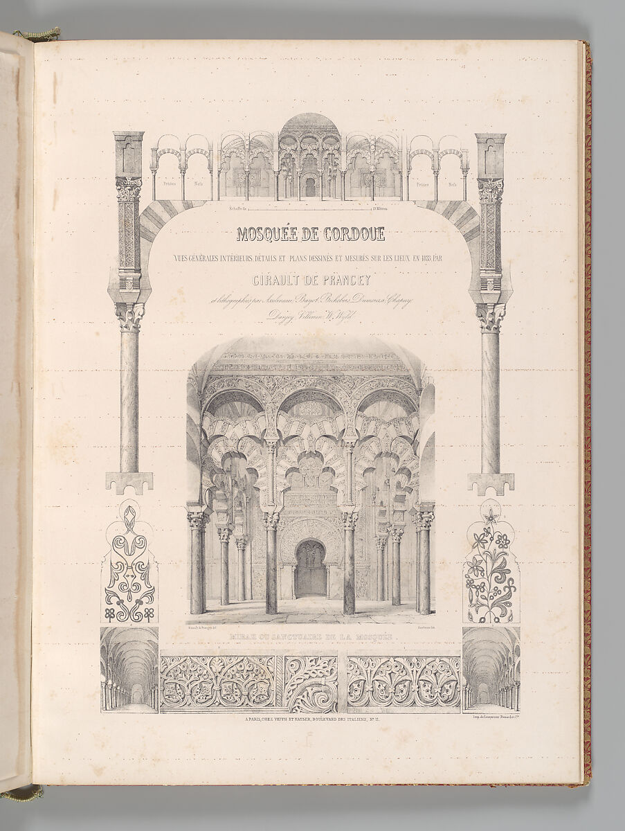 Mosquée de Cordoue and La Giralda et l'Alcazar de Séville, Joseph-Philibert Girault de Prangey (French, 1804–1892), Color lithographs