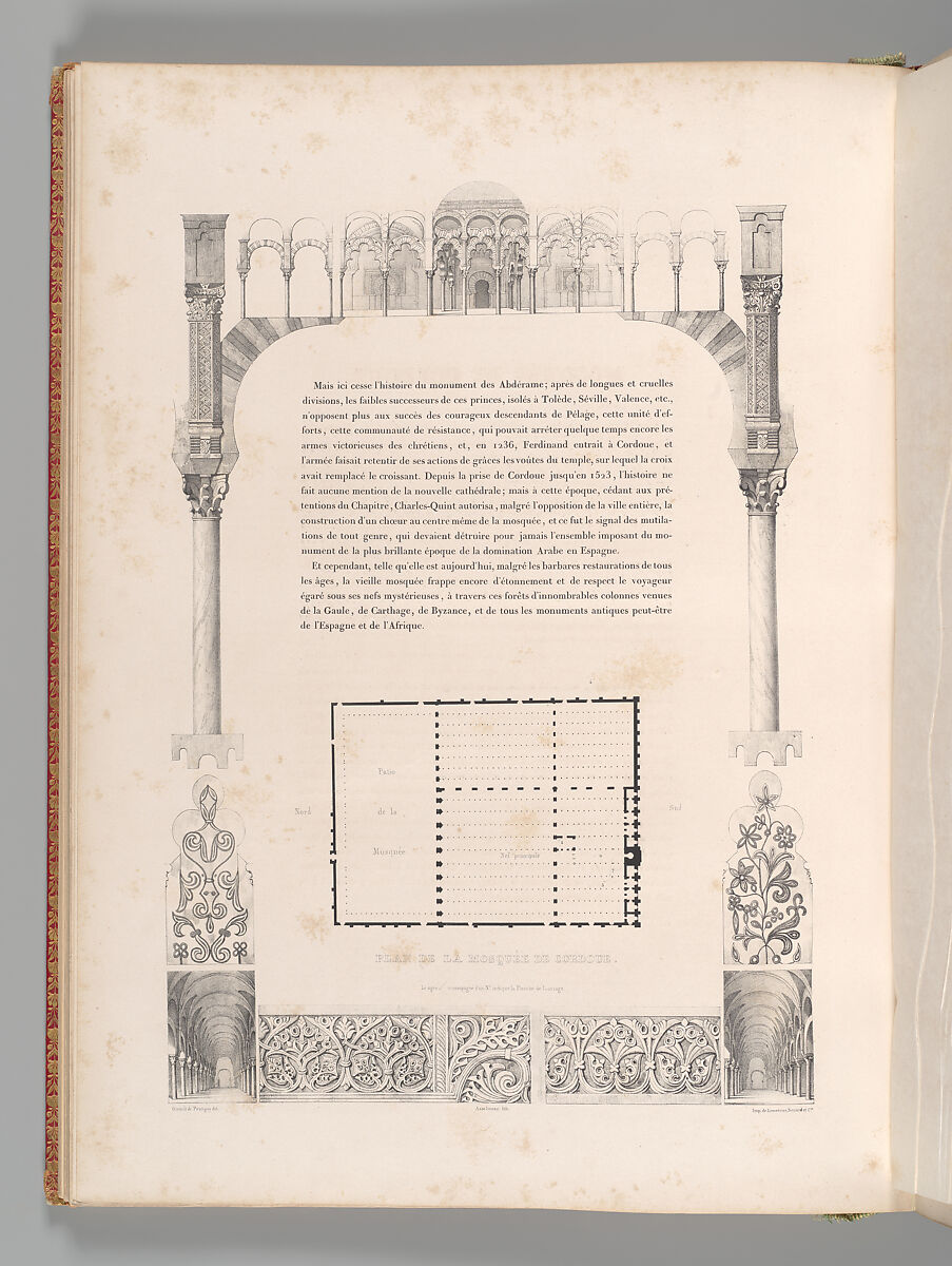 Mosquée de Cordoue and La Giralda et l'Alcazar de Séville, Joseph-Philibert Girault de Prangey (French, 1804–1892), Color lithographs