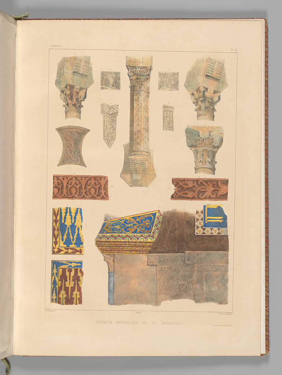 Mosquée de Cordoue and La Giralda et l'Alcazar de Séville, Joseph-Philibert Girault de Prangey (French, 1804–1892), Color lithographs