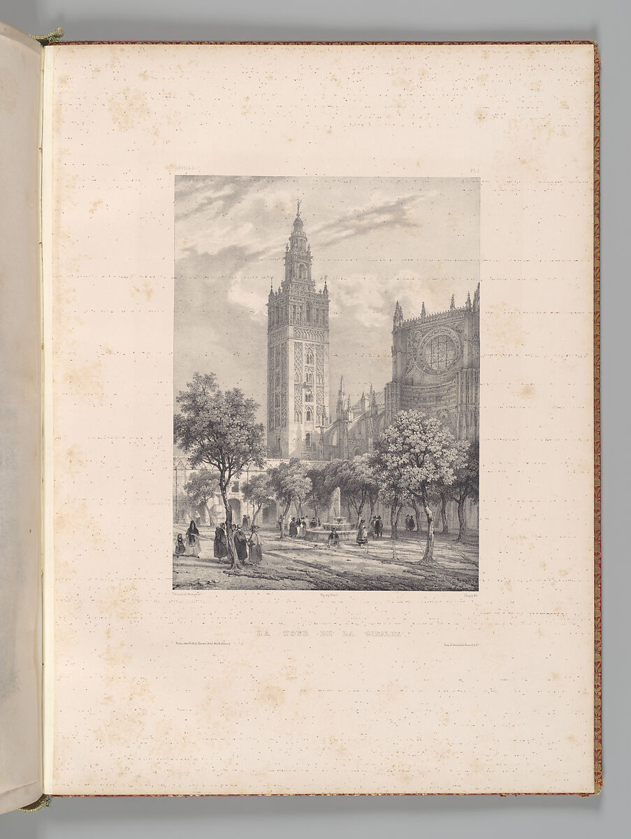 Mosquée de Cordoue and La Giralda et l'Alcazar de Séville, Joseph-Philibert Girault de Prangey (French, 1804–1892), Color lithographs
