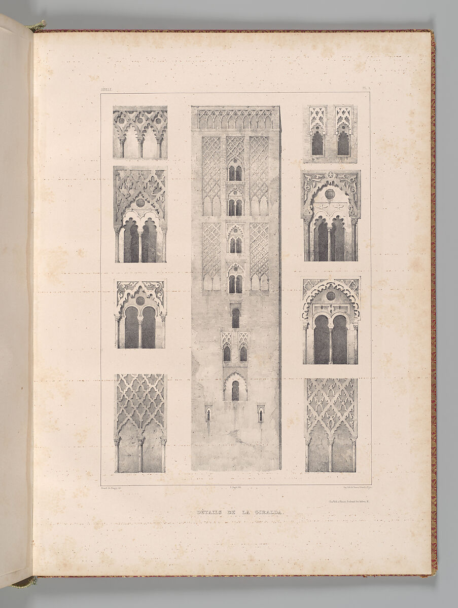 Mosquée de Cordoue and La Giralda et l'Alcazar de Séville, Joseph-Philibert Girault de Prangey (French, 1804–1892), Color lithographs
