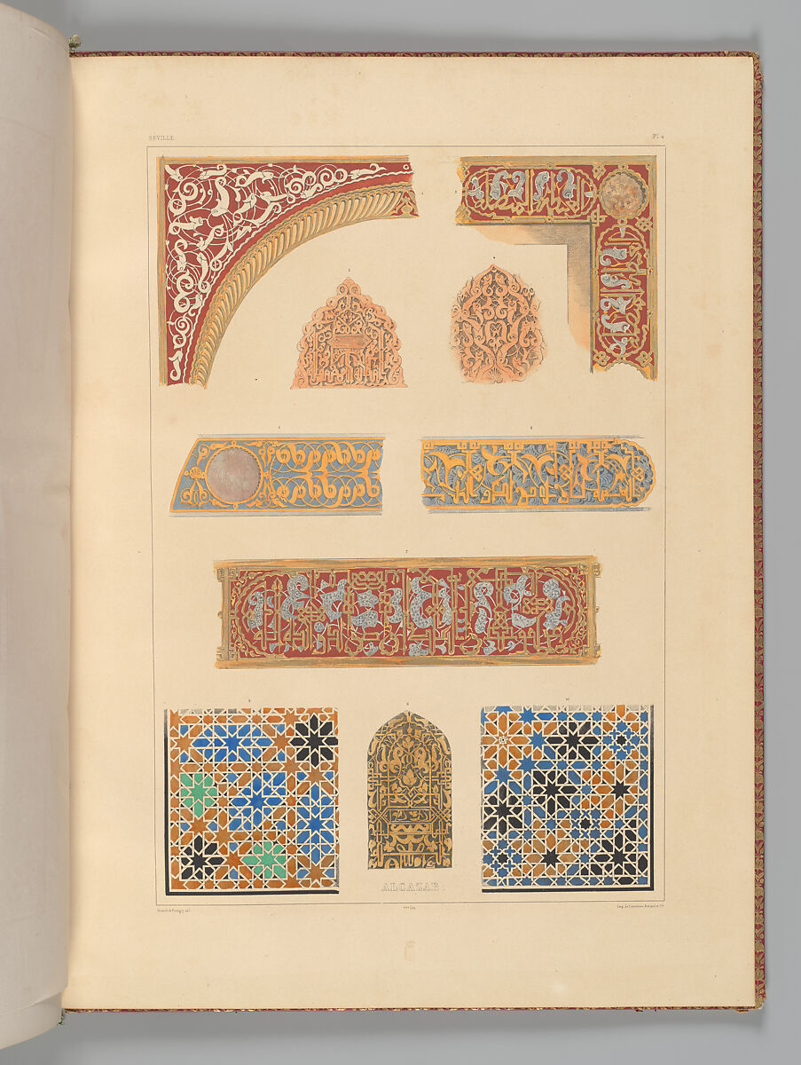 Mosquée de Cordoue and La Giralda et l'Alcazar de Séville, Joseph-Philibert Girault de Prangey (French, 1804–1892), Color lithographs