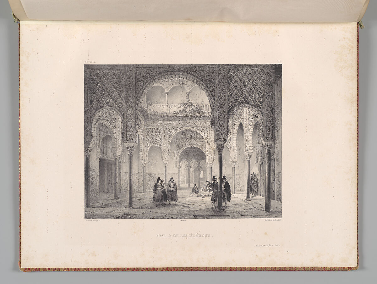 Mosquée de Cordoue and La Giralda et l'Alcazar de Séville, Joseph-Philibert Girault de Prangey (French, 1804–1892), Color lithographs