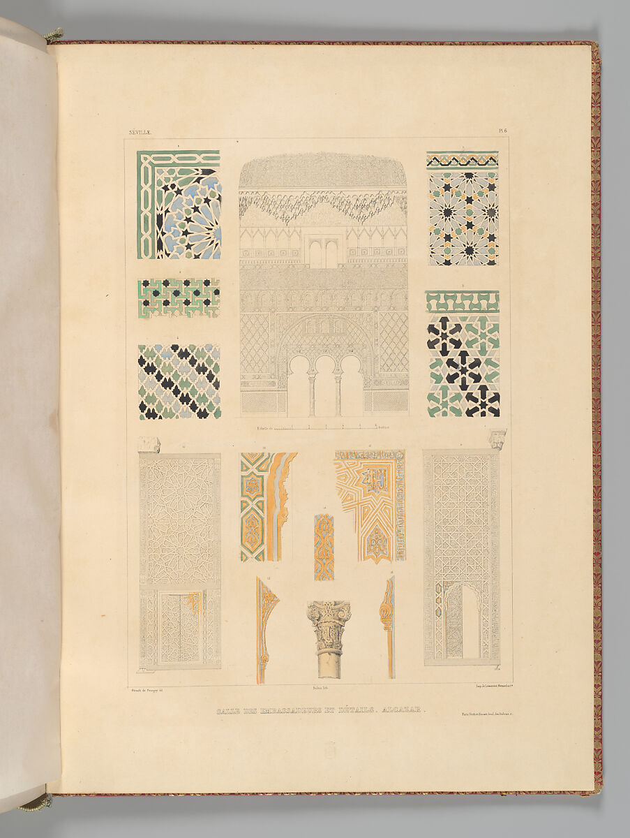 Mosquée de Cordoue and La Giralda et l'Alcazar de Séville, Joseph-Philibert Girault de Prangey (French, 1804–1892), Color lithographs