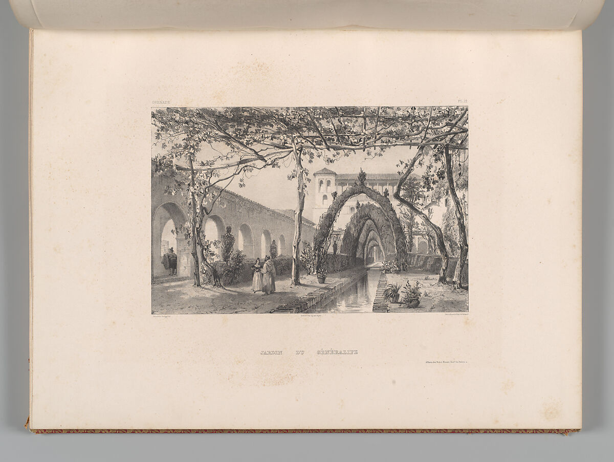 Mosquée de Cordoue and La Giralda et l'Alcazar de Séville, Joseph-Philibert Girault de Prangey (French, 1804–1892), Color lithographs