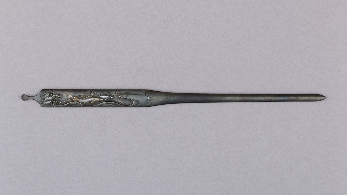 Hair Dressing Tool (Kogai), Copper-silver alloy (shibuichi), gold, silver, Japanese 