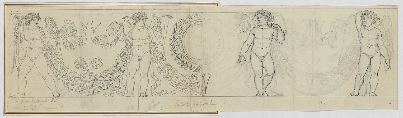 Design for a Frieze with Putti and Garland (related to the Arc du Carrousel)