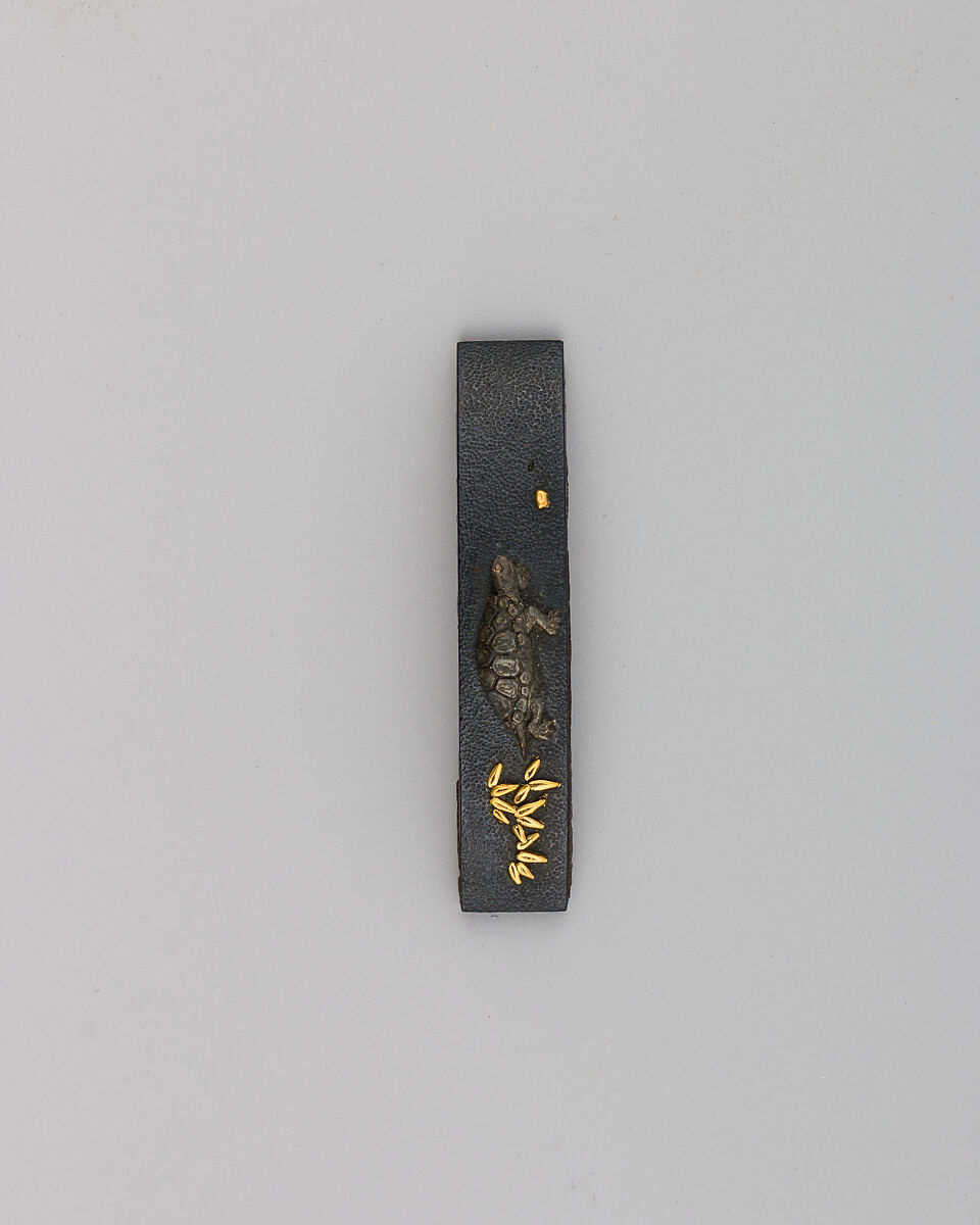 Socket Brace for Knife (Uragawara), Copper-gold alloy (shakudō), copper-silver alloy (shibuichi), gold, Japanese 