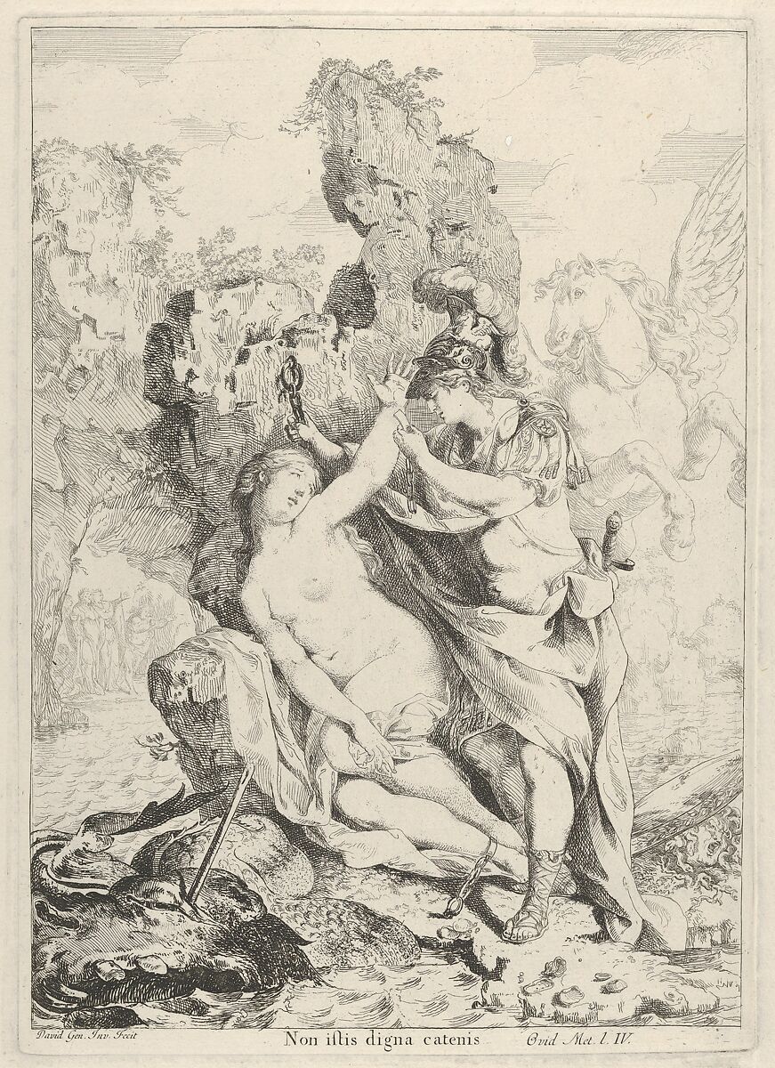 Perseus Saving Andromeda, Giovanni David (Italian, Cabella Ligure 1749–1790 Genoa), Etching 