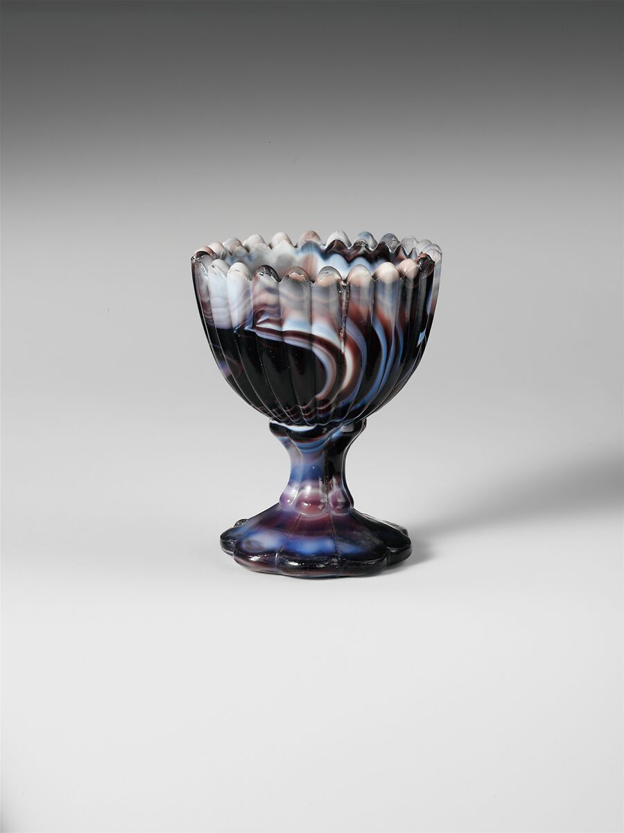 Egg Cup, Pressed purple marble glass 
