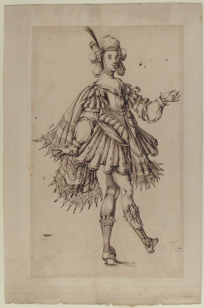 Male Figure in Ballet Costume, T Remy (active 17th century), Pen and brown ink