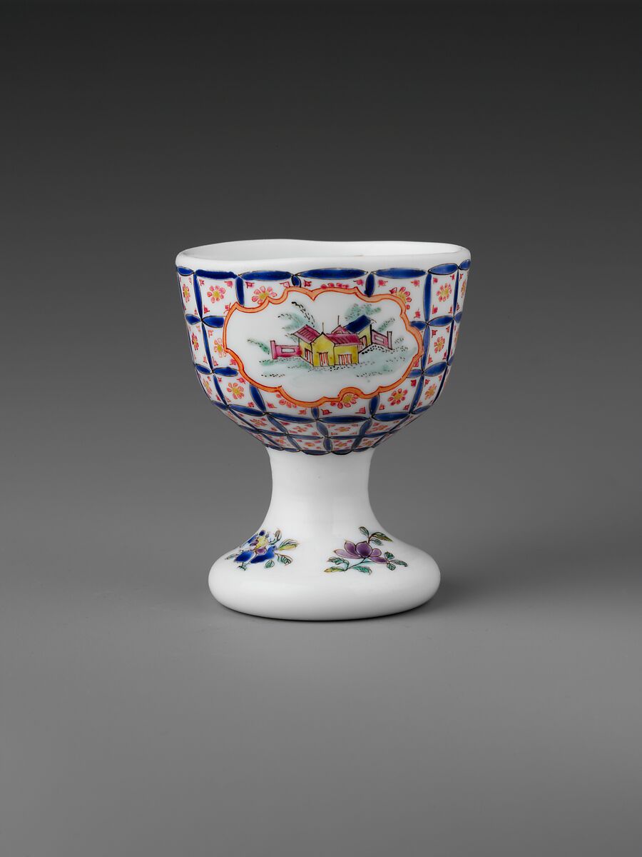 Egg Cup, Opaque glass with enamel decoration, British