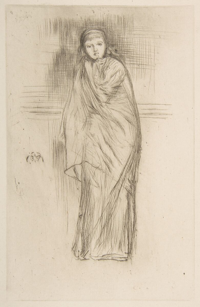 The Model Resting (Draped Model), James McNeill Whistler (American, Lowell, Massachusetts 1834–1903 London), Drypoint, printed in black ink on Ivory laid paper; ninth state of eleven (Glasgow) 