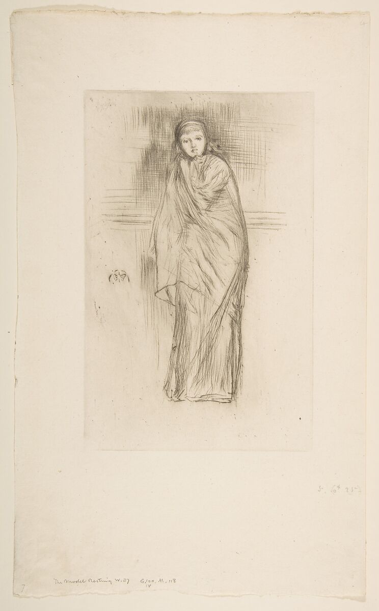 The Model Resting (Draped Model), James McNeill Whistler (American, Lowell, Massachusetts 1834–1903 London), Drypoint, printed in black ink on Ivory laid paper; ninth state of eleven (Glasgow)