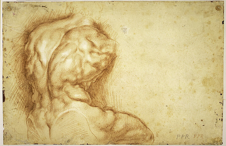 The Virgin Adored by Saints (recto); Study of the Torso Belvedere (verso), Peter Paul Rubens (Flemish, Siegen 1577–1640 Antwerp), Pen and brown ink (recto); red chalk (verso)