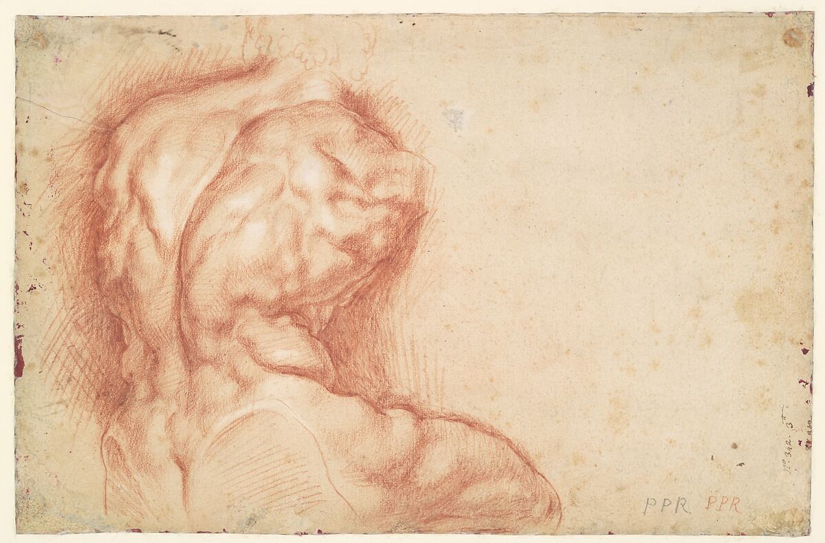 The Virgin Adored by Saints (recto); Study of the Torso Belvedere (verso), Peter Paul Rubens (Flemish, Siegen 1577–1640 Antwerp), Pen and brown ink (recto); red chalk (verso)