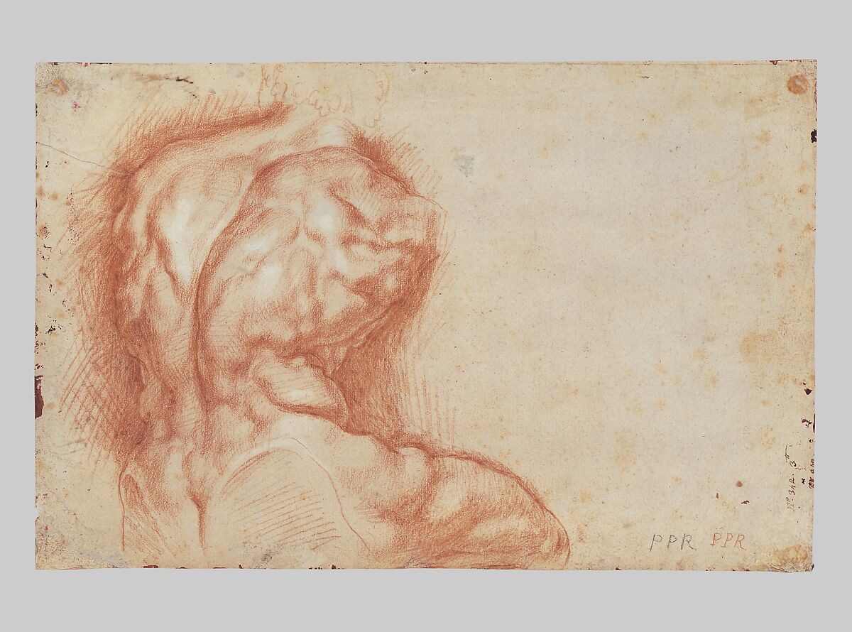 The Virgin Adored by Saints (recto); Study of the Torso Belvedere (verso), Peter Paul Rubens (Flemish, Siegen 1577–1640 Antwerp), Pen and brown ink (recto); red chalk (verso)