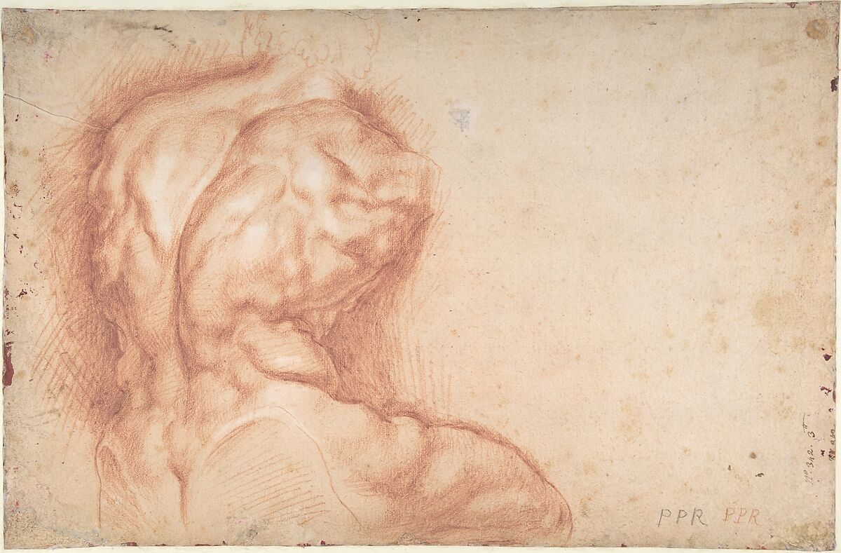 The Virgin Adored by Saints (recto); Study of the Torso Belvedere (verso), Peter Paul Rubens  Flemish, Pen and brown ink (recto); red chalk (verso)