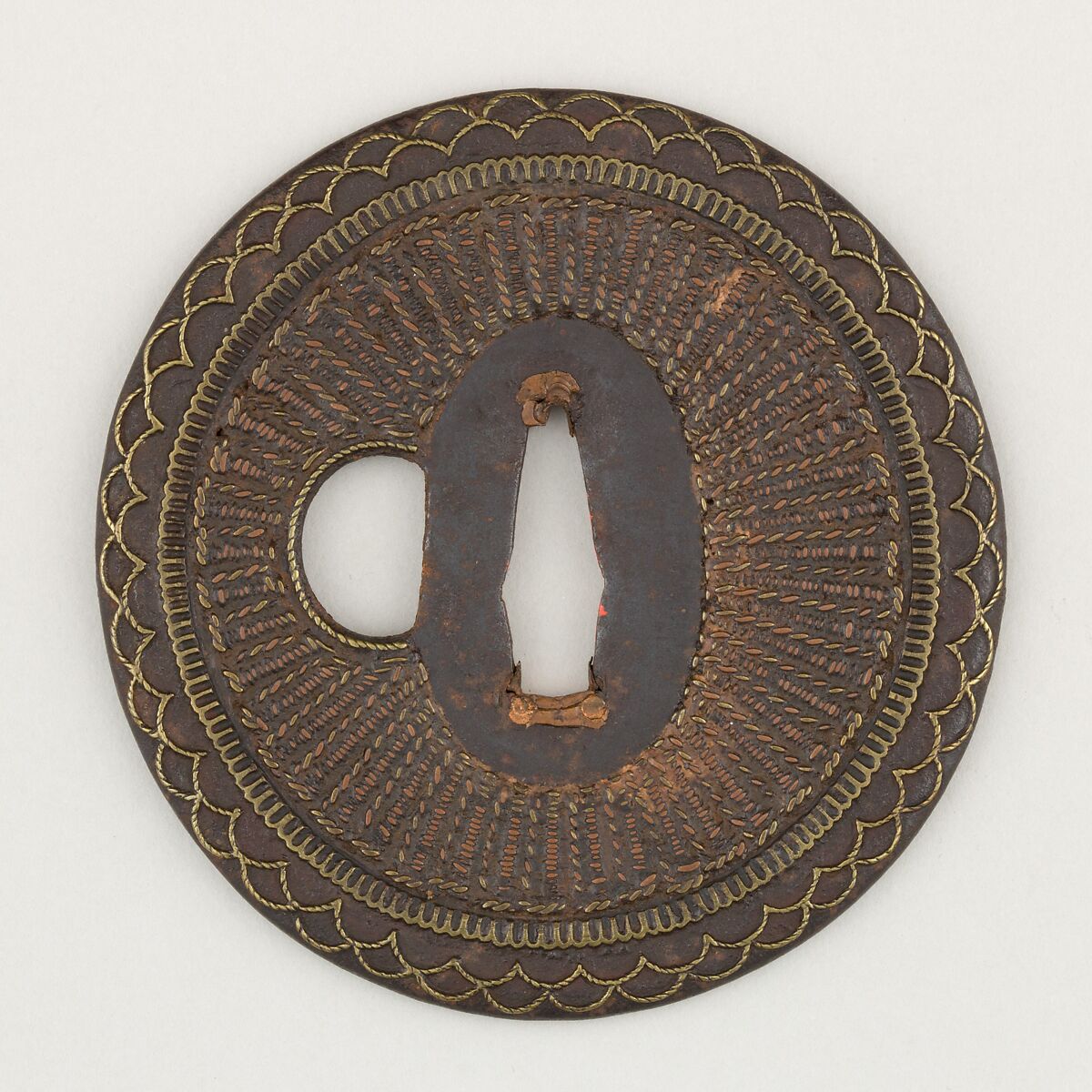 Sword Guard (Tsuba), Iron, brass, copper, Japanese 