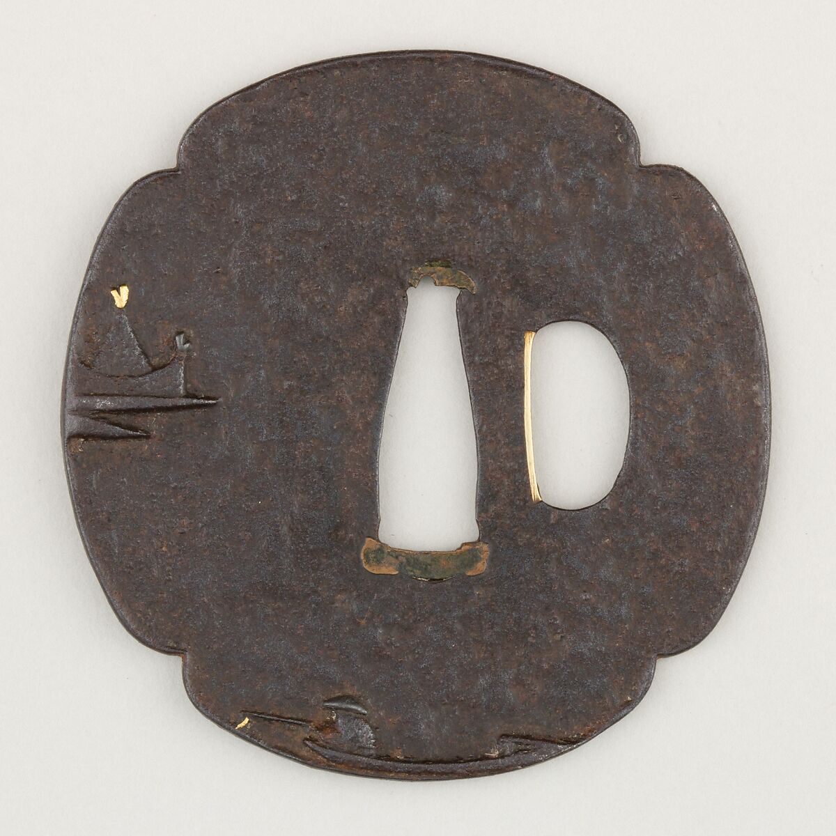 Sword Guard (Tsuba), Iron, gold, silver, copper, Japanese