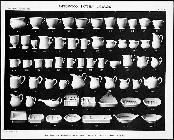 Illustrated Catalogue with List Prices of Vitrified Hotel and Thin China Ware, Greenwood Pottery Company (American, Trenton, New Jersey, 1861–1933), Illustrations: commercial process 