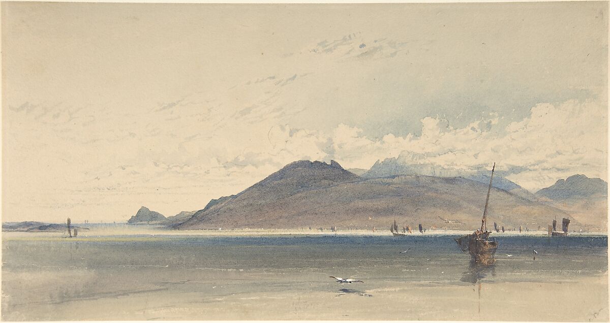 Isle of Arran, early morn, Thomas Miles Richardson (British, Newcastle upon Tyne 1784–1848 Newcastle), Watercolor with touches of gouache (bodycolor) over graphite 