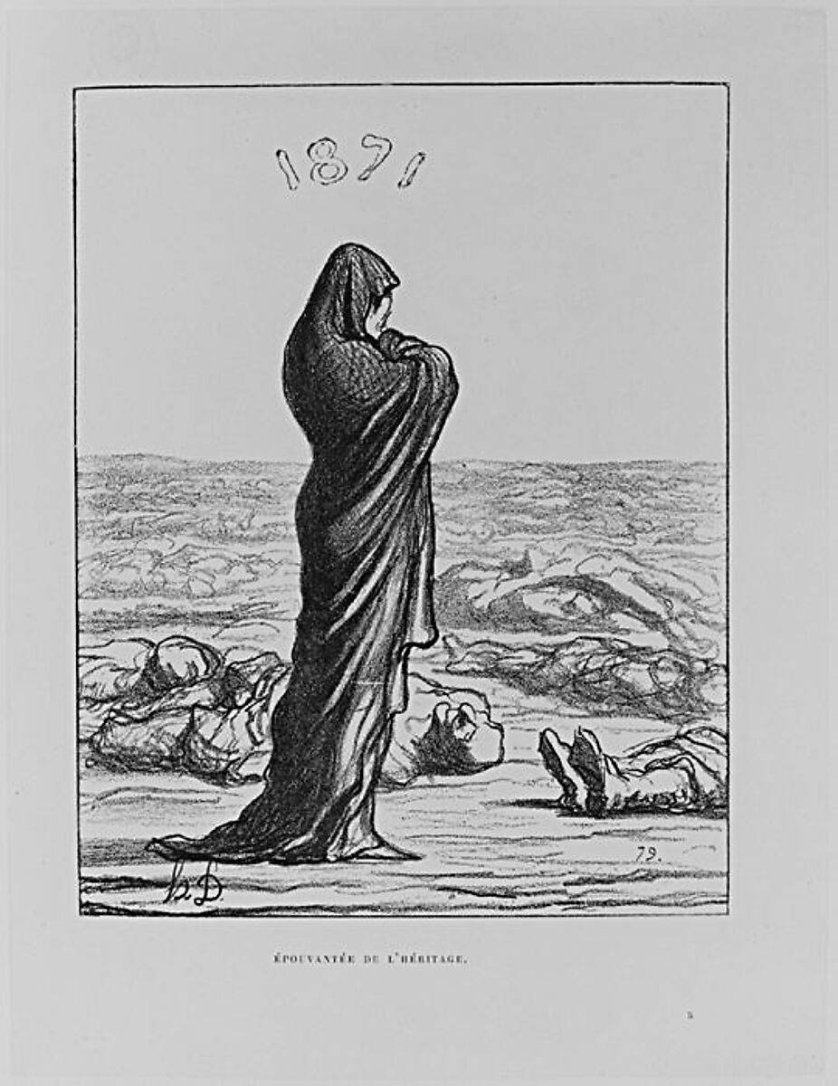 Dismayed with her legacy, published in "L'Album du Siège", Honoré Daumier (French, Marseilles 1808–1879 Valmondois), Lithograph on wove paper; third state of three (Delteil) 