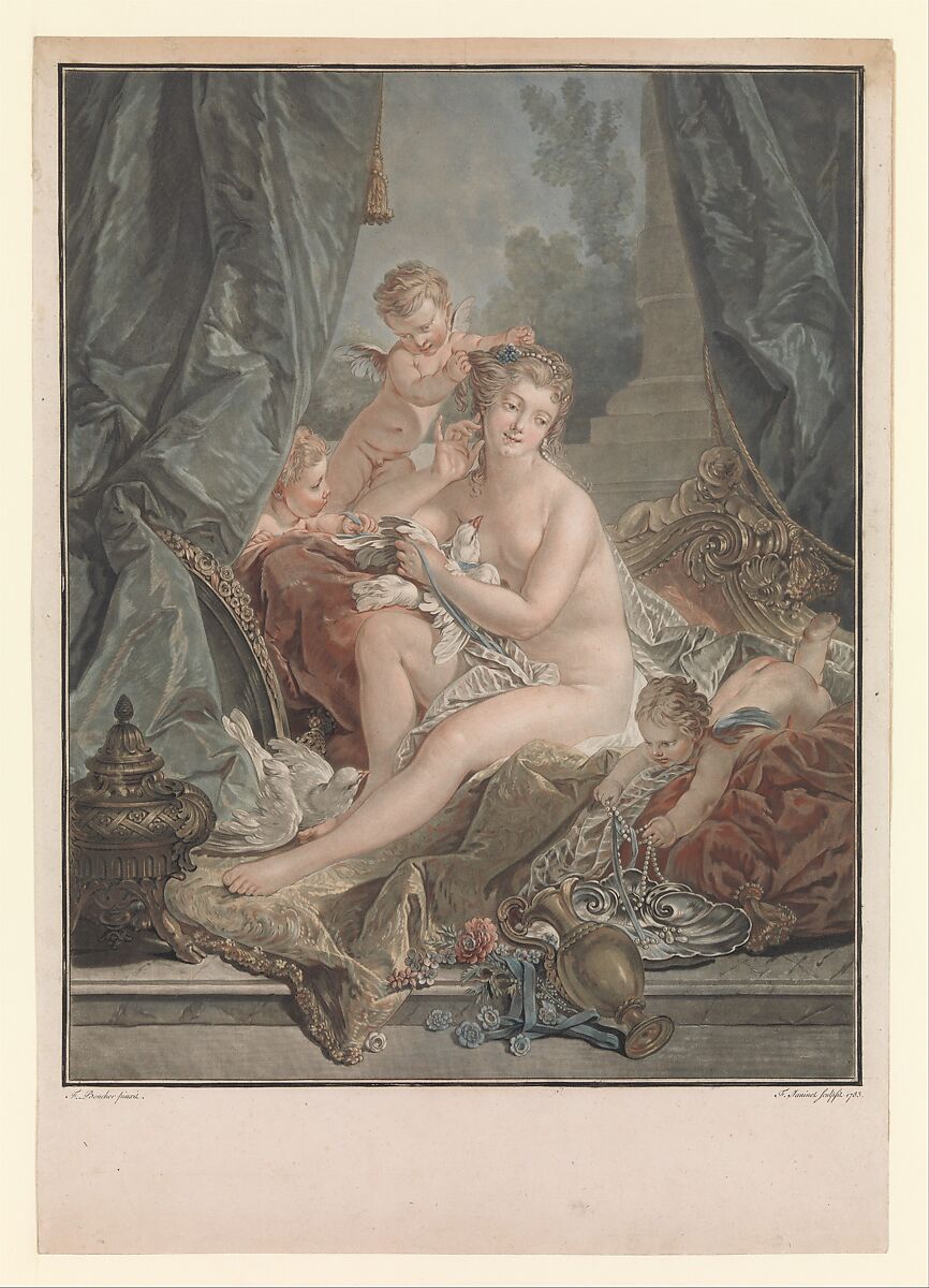 The Toilet of Venus, Jean François Janinet (French, Paris 1752–1814 Paris), Color aquatint 