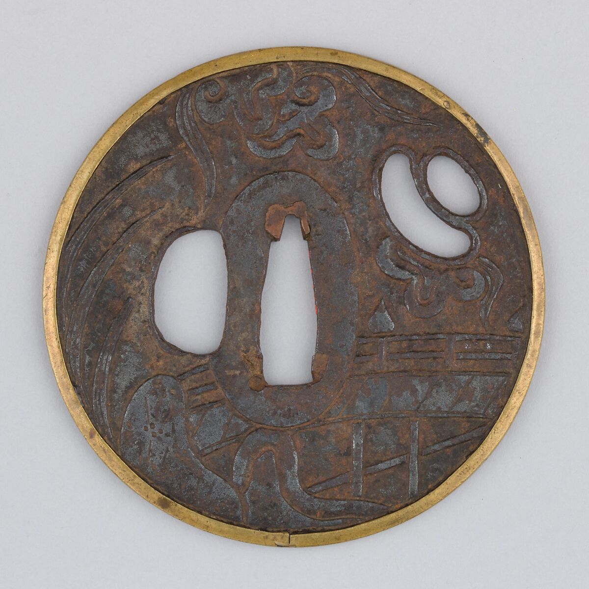 Sword Guard (Tsuba), Iron, copper alloy (sentoku), copper, Japanese 