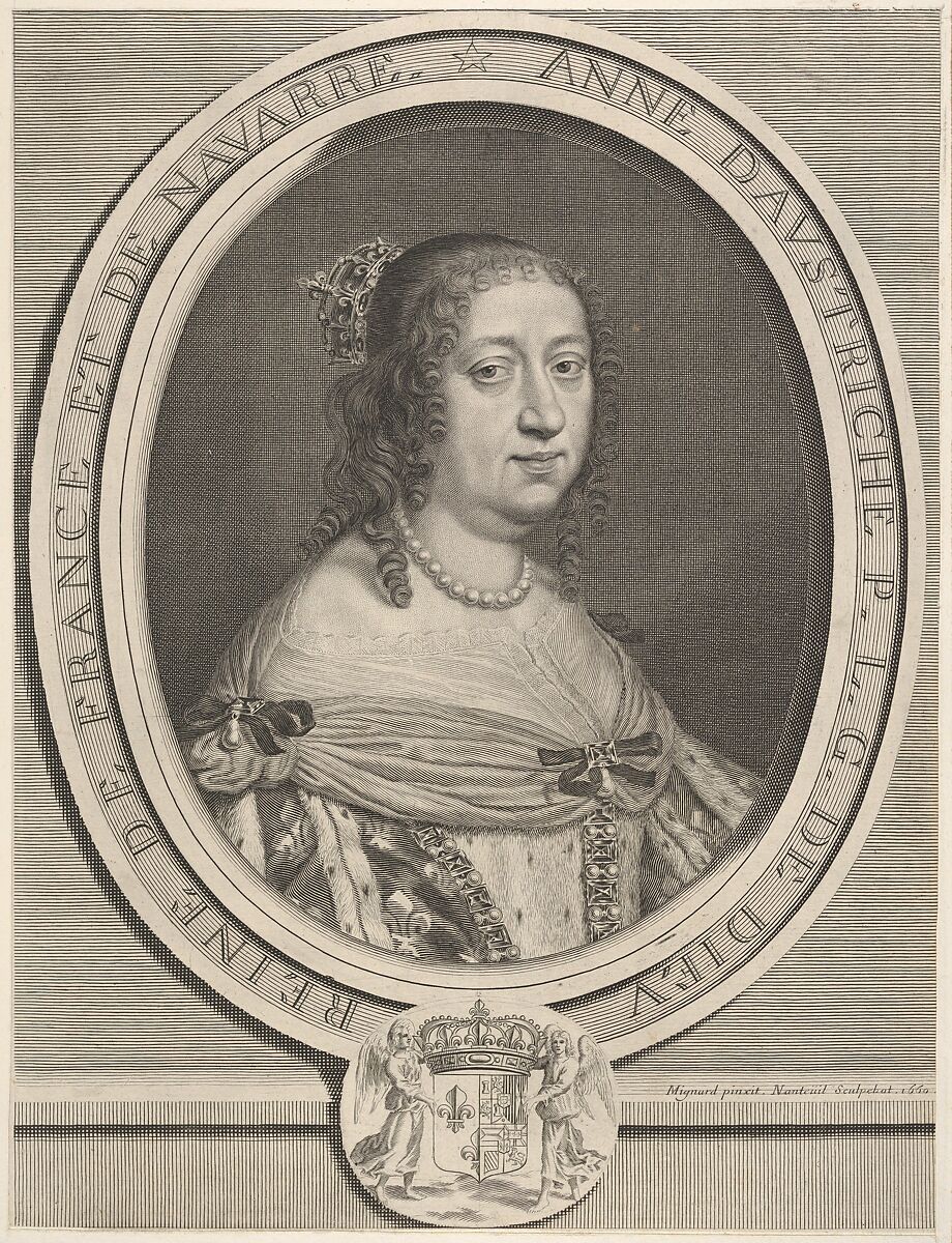 Anne of Austria, Robert Nanteuil (French, Reims 1623–1678 Paris), Engraving; fifth state of five (Petitjean & Wickert) 