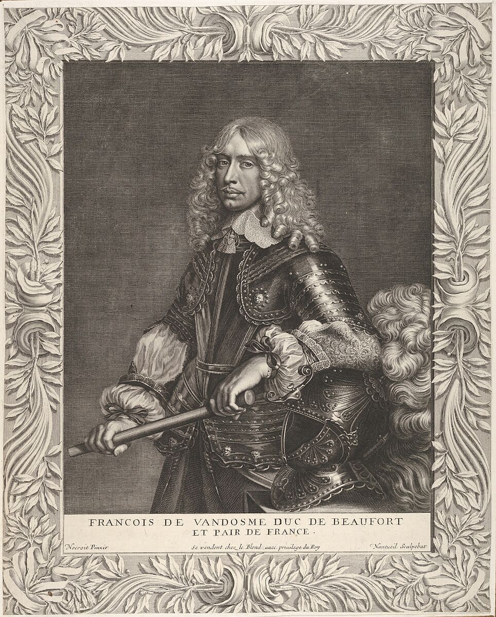 François de Vendôme, duc de Beaufort, Robert Nanteuil (French, Reims 1623–1678 Paris), Engraving; first state of three (Petitjean & Wickert) 
