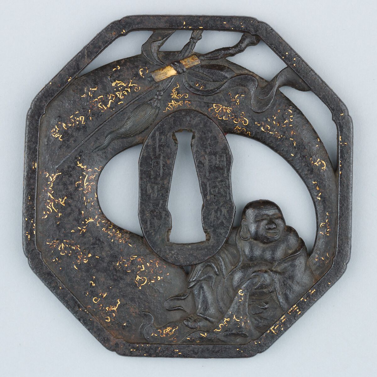 Sword Guard (Tsuba), Iron, copper, copper alloy (sentoku), Japanese, Higo 