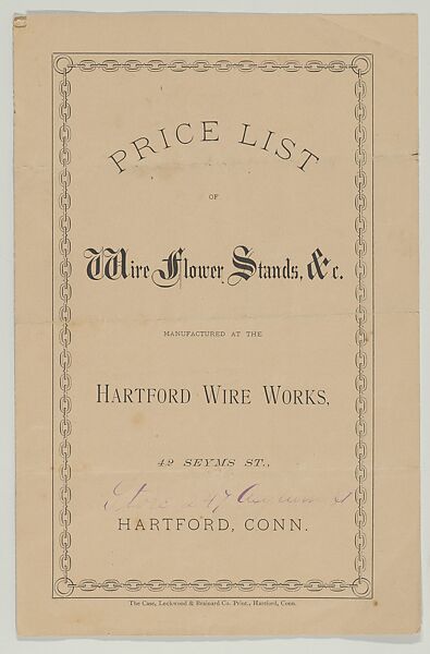 Price List of Wire Flower Stands, Etc., Hartford Wire Works (Hartford, Connecticut), Illustrations: photomechanical process 