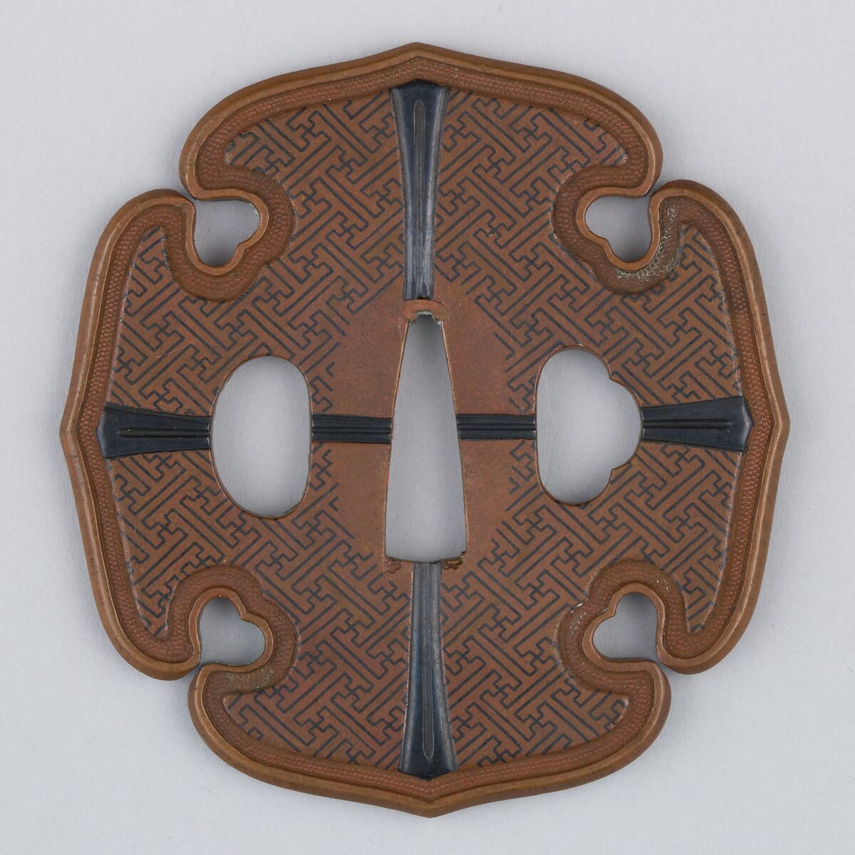 Sword Guard (Tsuba), Copper, copper-gold alloy (shakudō), Japanese