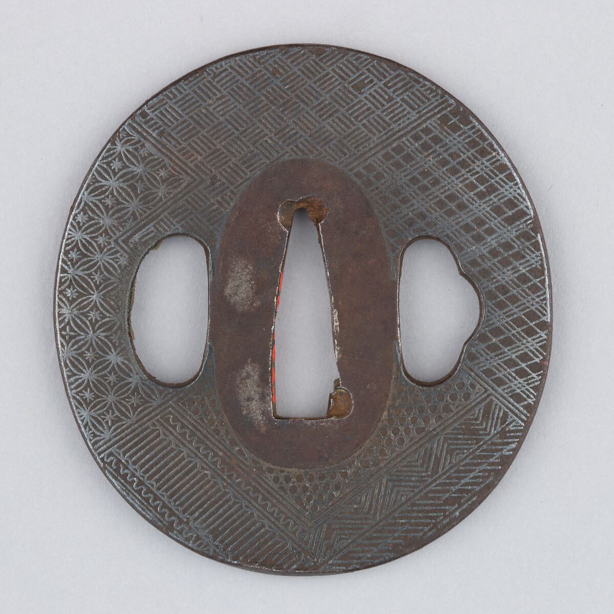 Sword Guard (Tsuba), Iron, silver, copper, Japanese