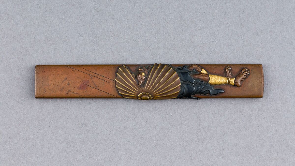 Knife Handle (Kozuka), Copper, gold, silver, brass, copper-gold alloy (shakudō), Japanese 