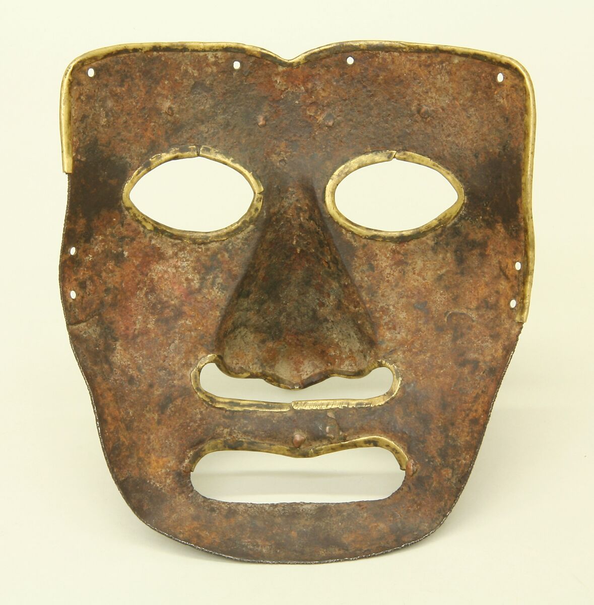 War Mask, Iron, copper alloy, Mongolian or Tibetan