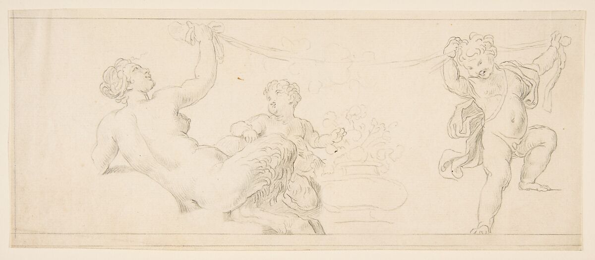 Design for a Frieze, Anonymous, French, 18th century, Black chalk 