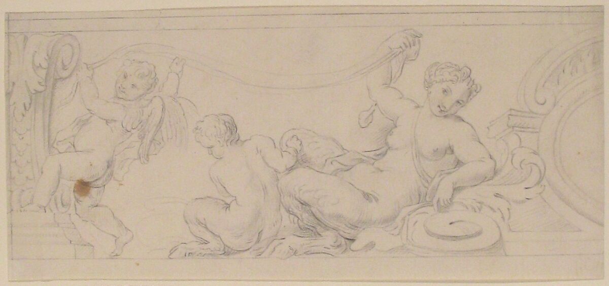 Design for a Frieze, Anonymous, French, 18th century, Black chalk