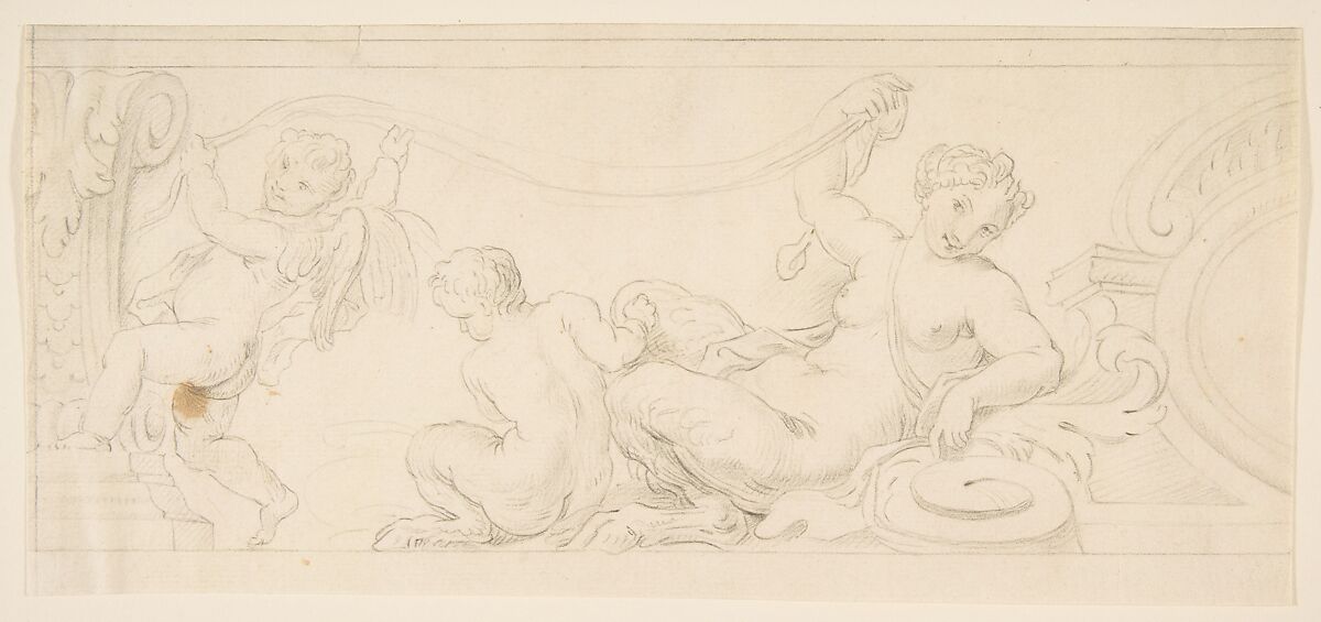 Design for a Frieze, Anonymous, French, 18th century, Black chalk 