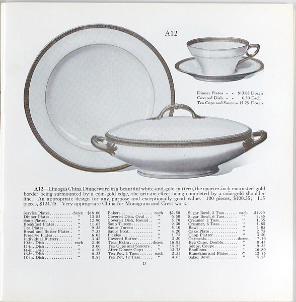 Illustrated price catalogue of fine china, crystal, artwares  and home furnishings, Higgins &amp; Seiter (New York, NY), Illustrations: photomechanical process
