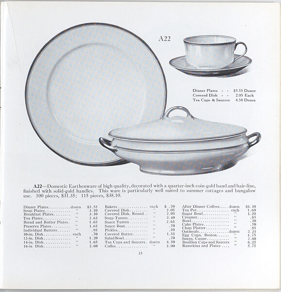 Illustrated price catalogue of fine china, crystal, artwares  and home furnishings, Higgins &amp; Seiter (New York, NY), Illustrations: photomechanical process